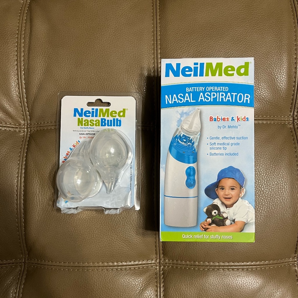 NEW NeilMed Aspirator Bundle- Battery Operated Nasal Aspirator for Babies & Kids
